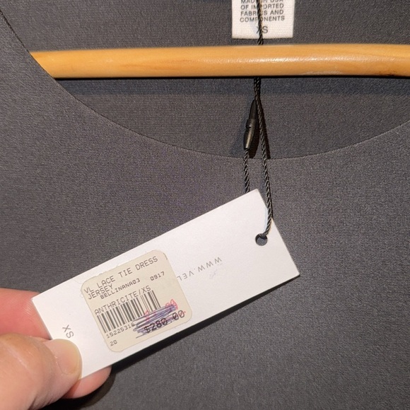 Velvet gray dress graham & Spencer Long Sleeve with Lace-Up Detail XS NEW - Picture 5 of 6